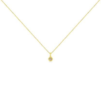 Front view of a yellow necklace with a round brownish gemstone pendant in a 4-prong setting.
