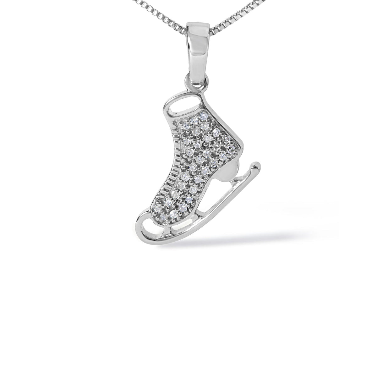 Alternate view of the sterling silver diamond ice skate pendant necklace
