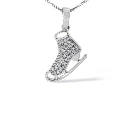 Alternate view of the sterling silver diamond ice skate pendant necklace