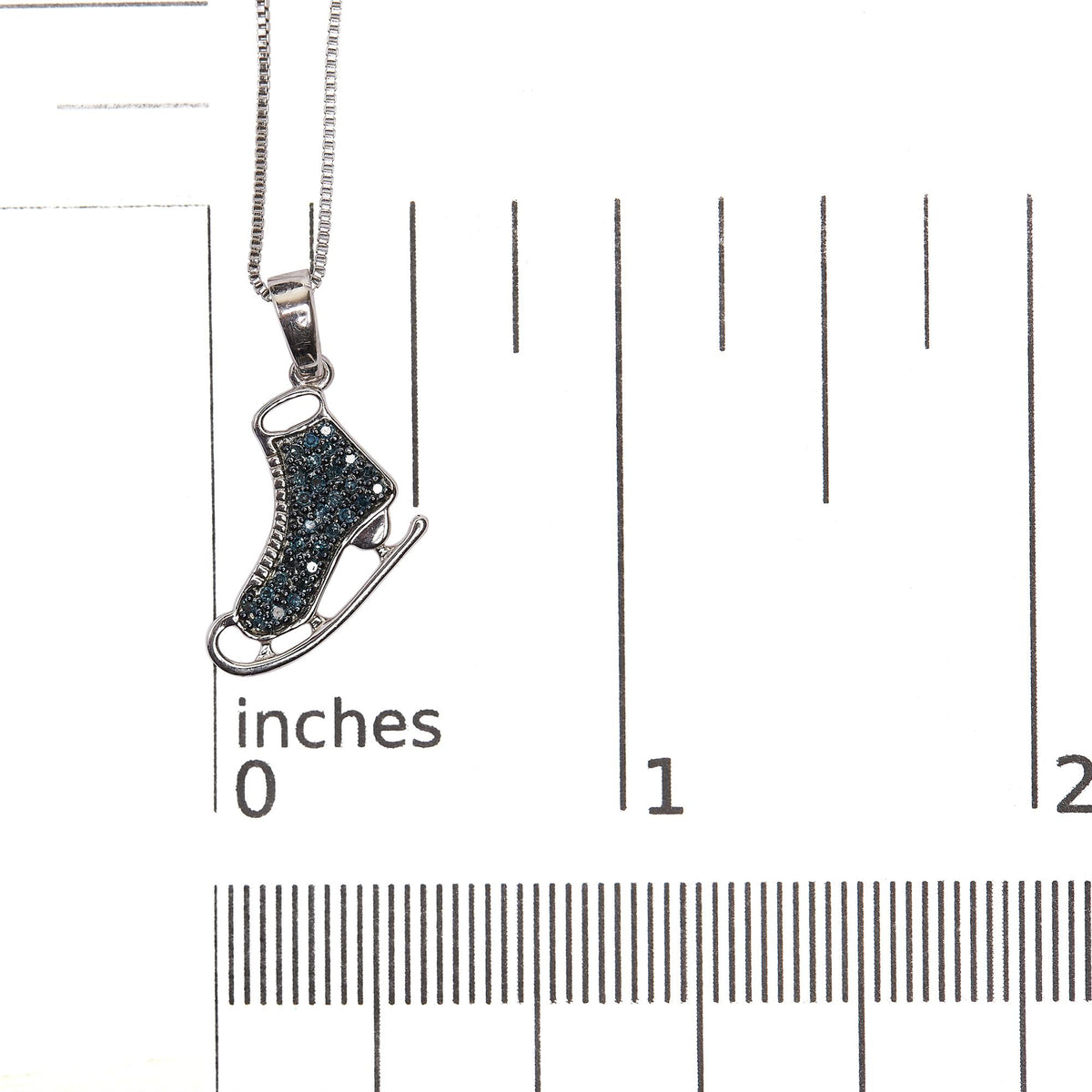 .925 Sterling Silver 1/10 Cttw Blue Diamond Ice Skate Pendant Necklace