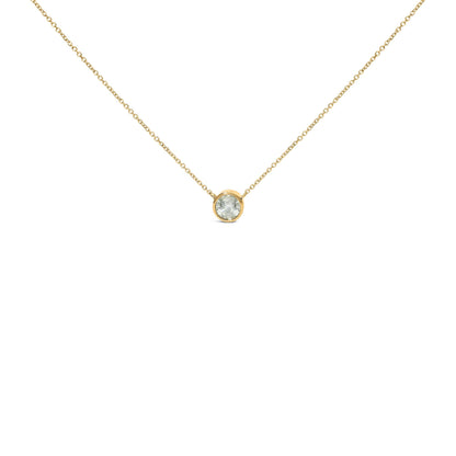 10K Yellow Gold 2.0 Cttw Round Bezel Set Diamond Solitaire Pendant Necklace