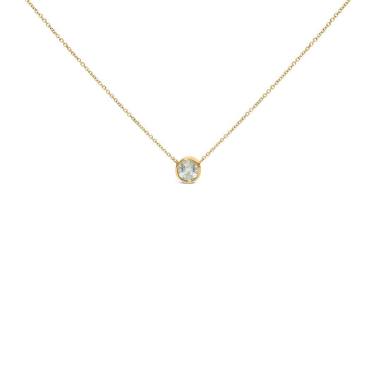 10K Yellow Gold 2.0 Cttw Round Bezel Set Diamond Solitaire Pendant Necklace