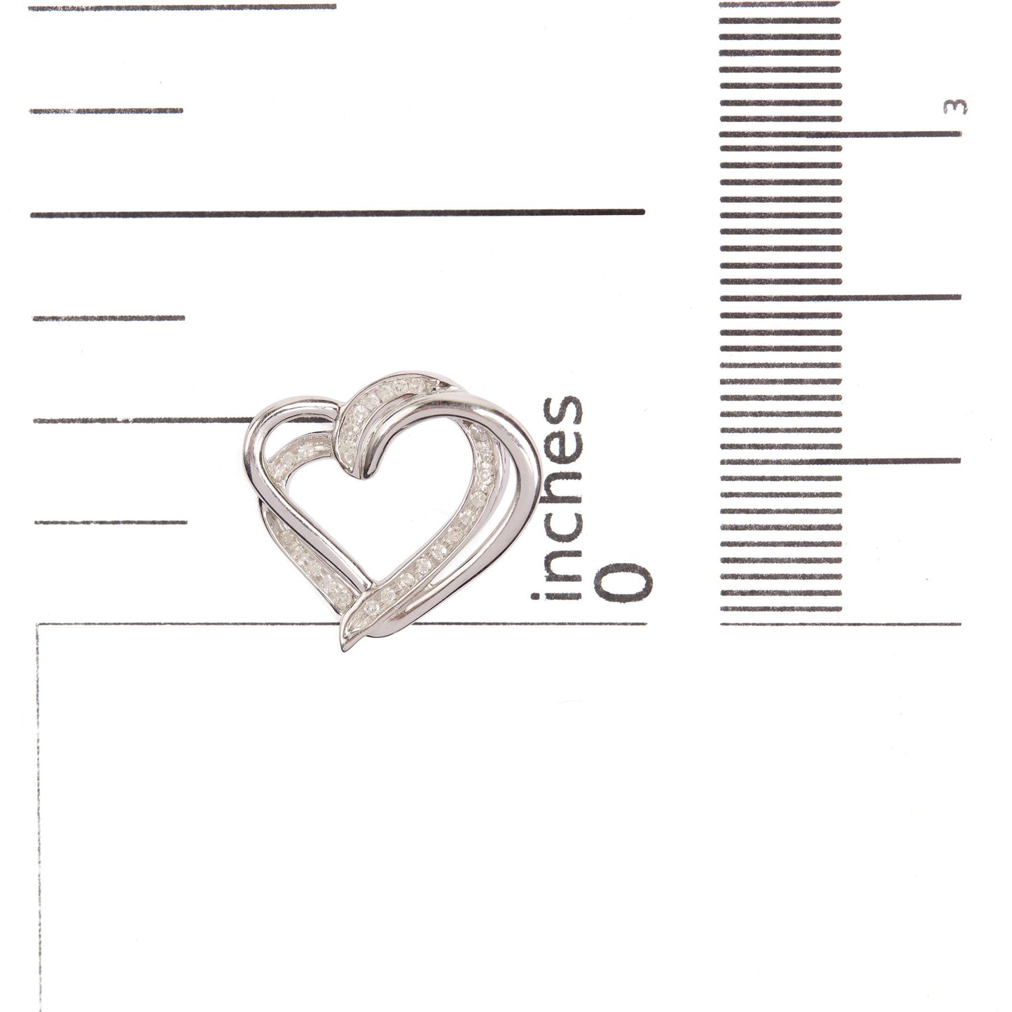 925 Sterling Silver 1/10ct TDW Diamond Double Heart Pendant Necklace