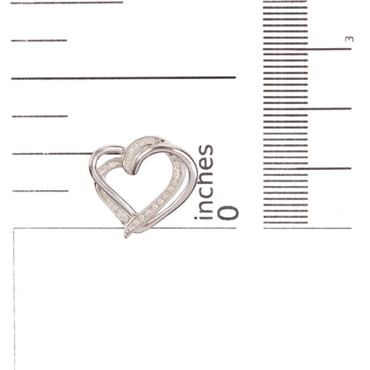 925 Sterling Silver 1/10ct TDW Diamond Double Heart Pendant Necklace