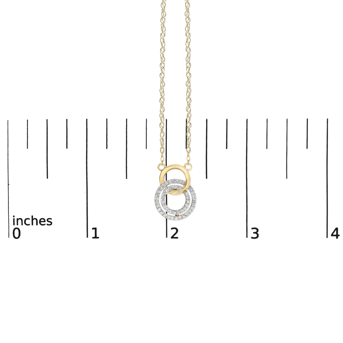 14K Yellow Gold Plated Sterling Silver 1/3 Cttw Diamond Interlocking Circles Necklace