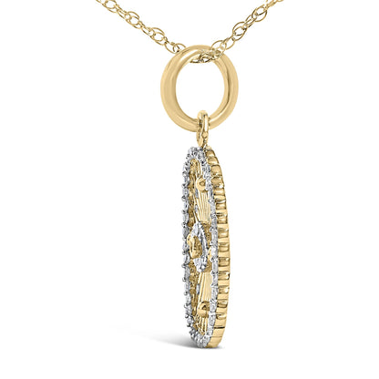 14K Yellow Gold Plated Sterling Silver 3/8 Cttw Diamond Evil Eye Pendant Necklace