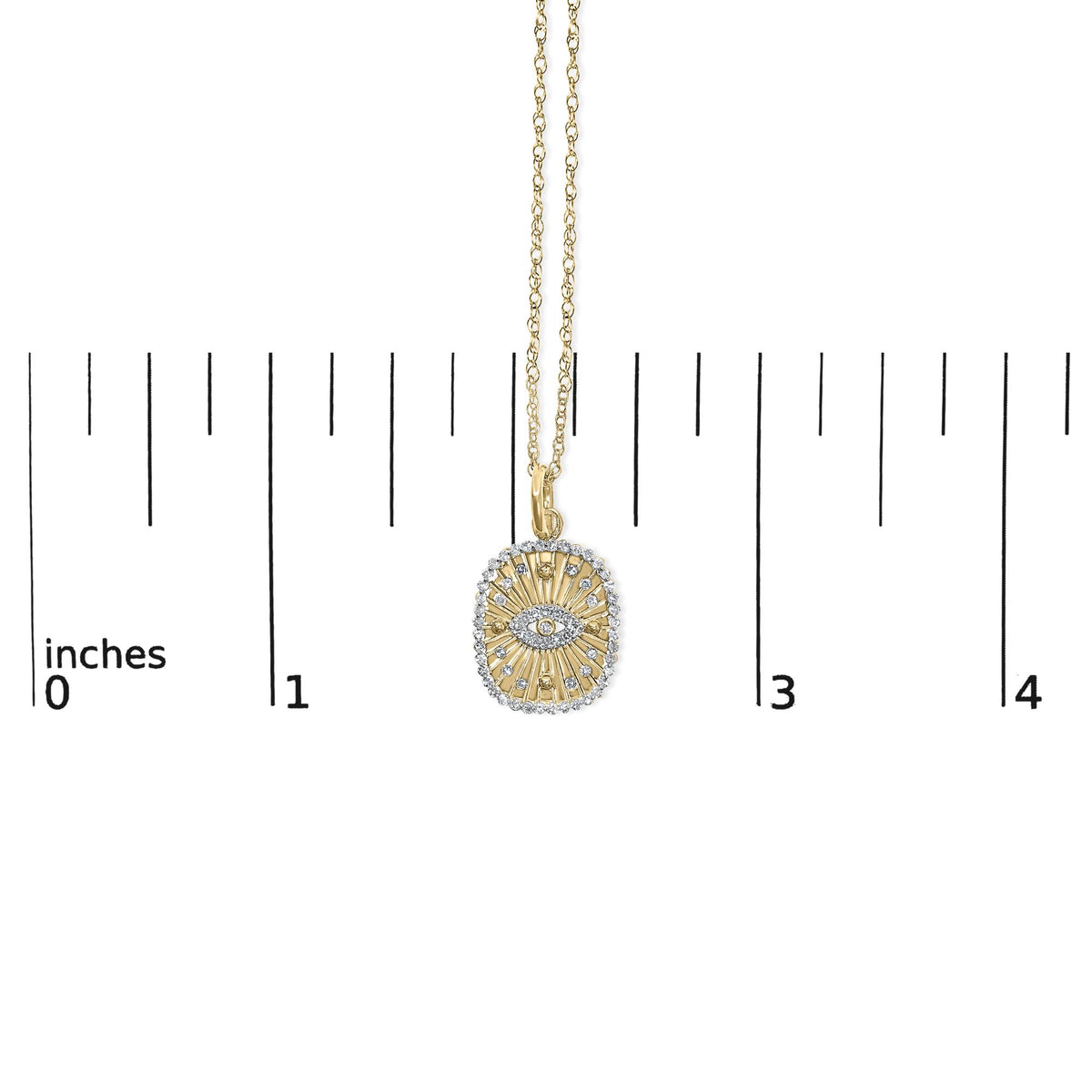 14K Yellow Gold Plated Sterling Silver 3/8 Cttw Diamond Evil Eye Pendant Necklace