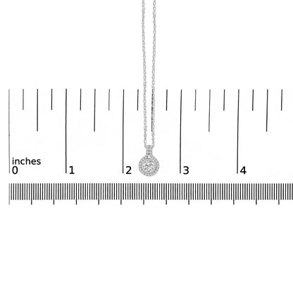 Sterling Silver 3/4 Cttw Lab Grown Diamond Halo Pendant Necklace