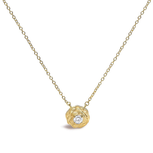 14K Yellow Gold Plated Sterling Silver 1/5 Cttw Lab Grown Diamond Rose Pendant Necklace