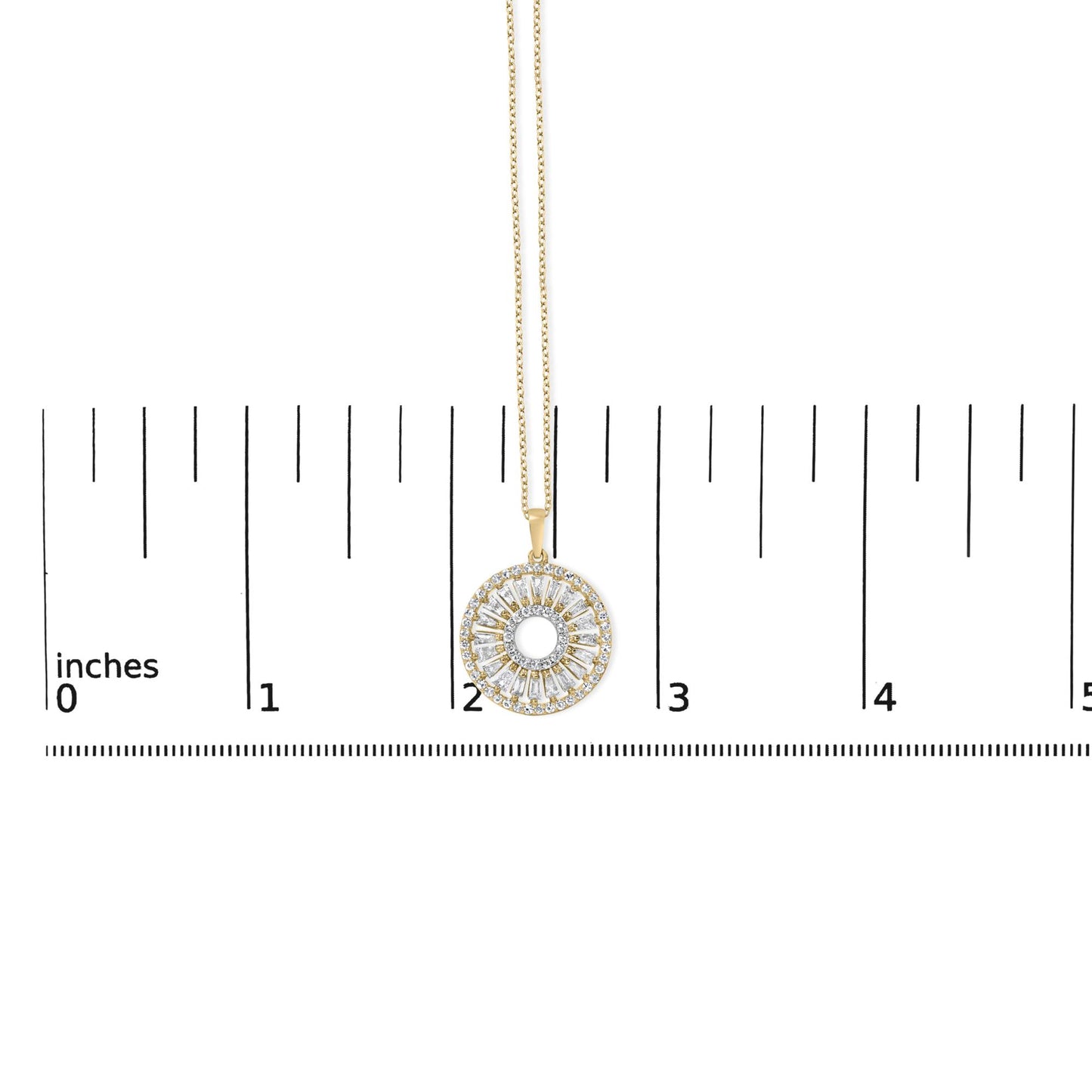14K Yellow Gold Plated Sterling Silver 1 1/6 Cttw Diamond Sunburst Medallion Pendant Necklace