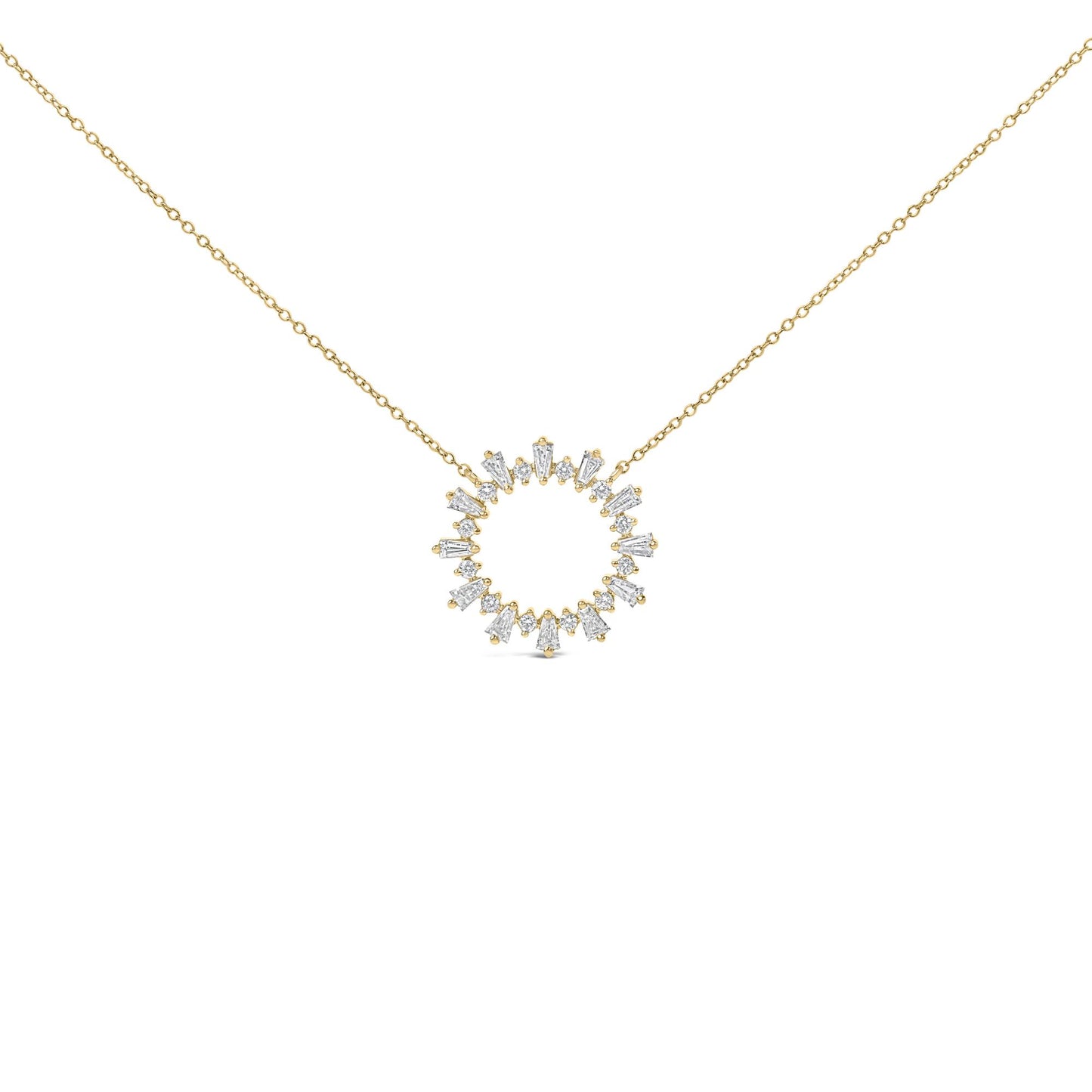 14K Yellow Gold Plated Sterling Silver 3/4 Cttw Diamond Starburst Pendant Necklace