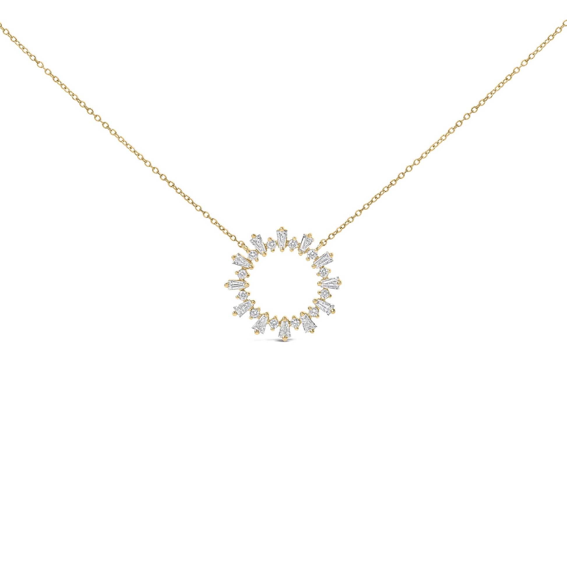 14K Yellow Gold Plated Sterling Silver 3/4 Cttw Diamond Starburst Pendant Necklace