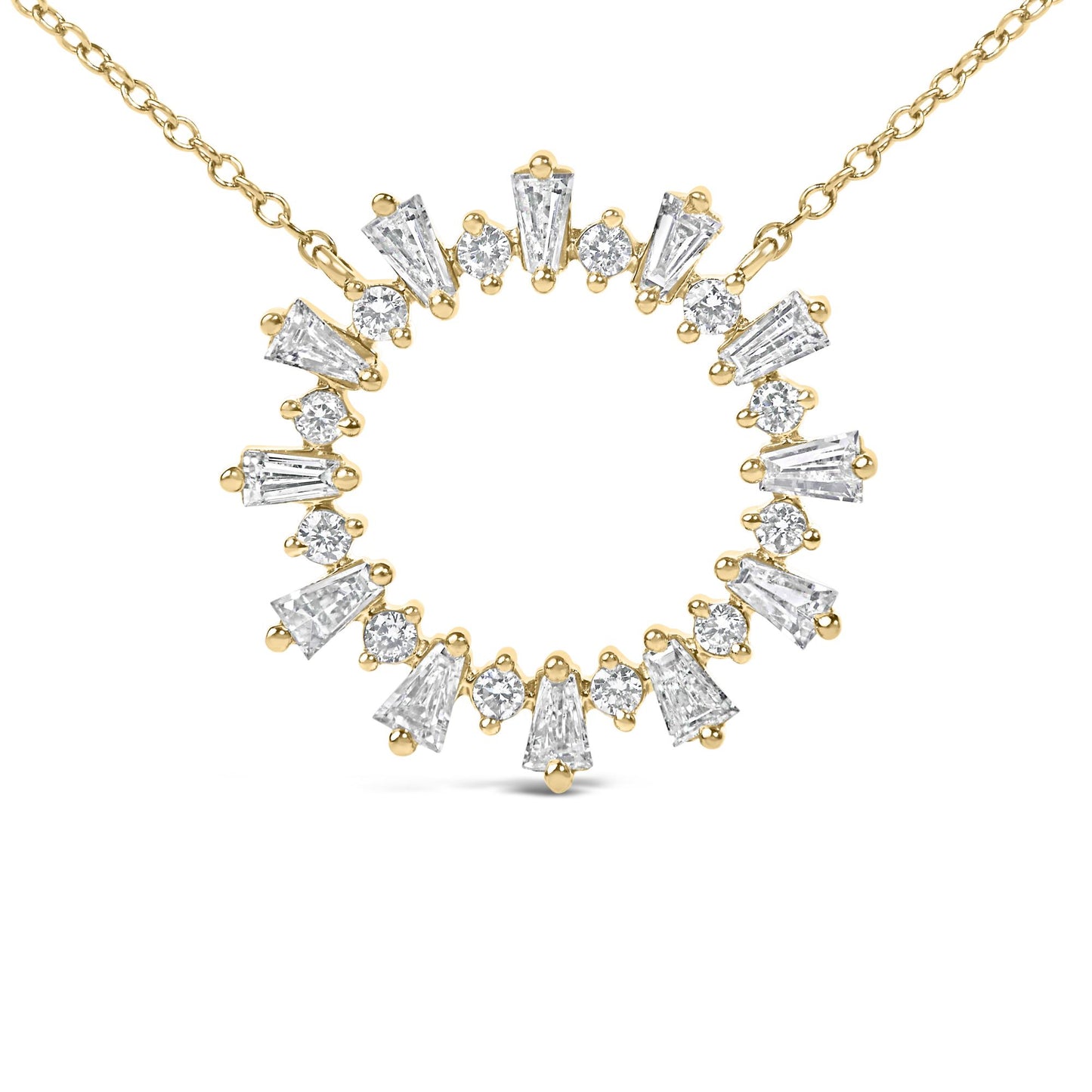 14K Yellow Gold Plated Sterling Silver 3/4 Cttw Diamond Starburst Pendant Necklace