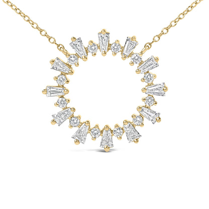 14K Yellow Gold Plated Sterling Silver 3/4 Cttw Diamond Starburst Pendant Necklace