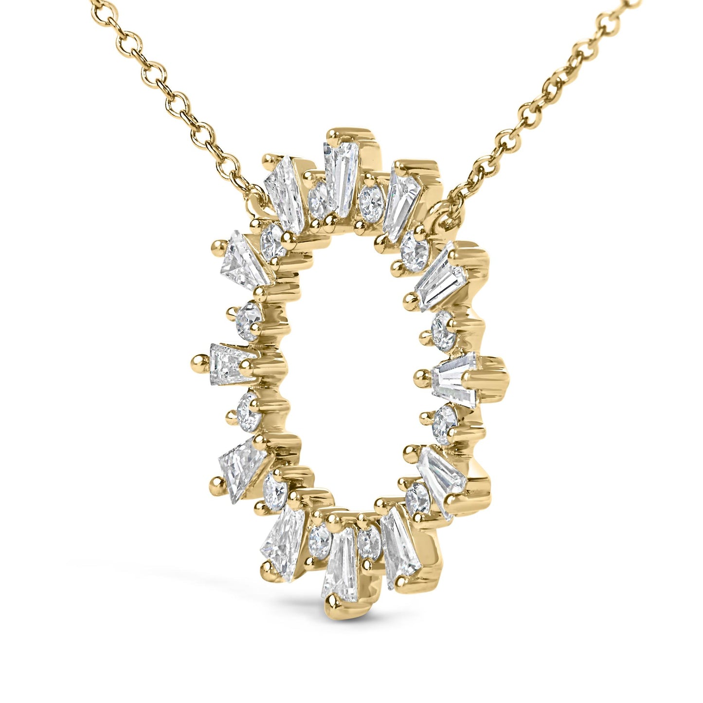 14K Yellow Gold Plated Sterling Silver 3/4 Cttw Diamond Starburst Pendant Necklace