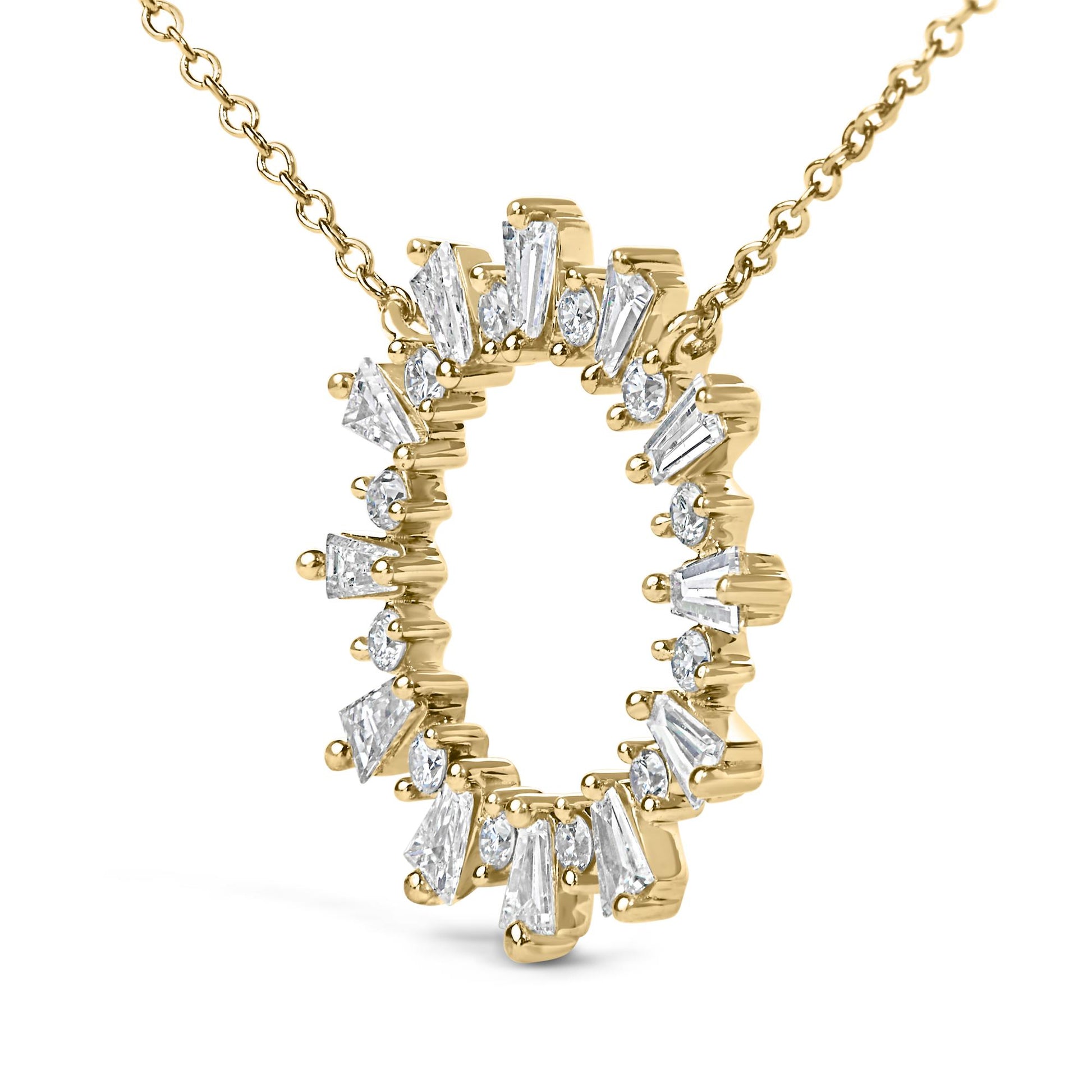 14K Yellow Gold Plated Sterling Silver 3/4 Cttw Diamond Starburst Pendant Necklace