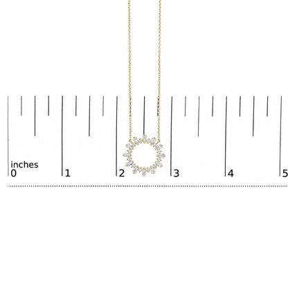 14K Yellow Gold Plated Sterling Silver 3/4 Cttw Diamond Starburst Pendant Necklace
