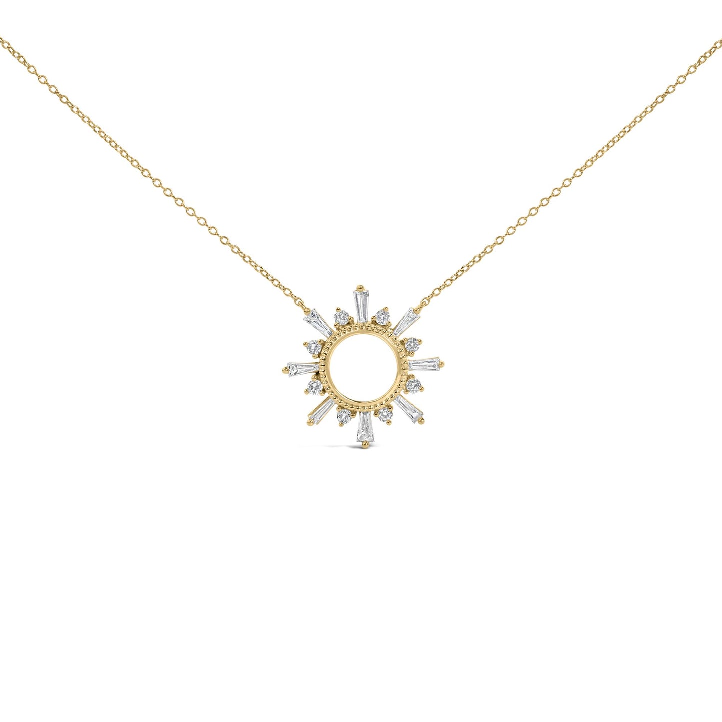 14K Yellow Gold Plated Sterling Silver 5/8 Cttw Diamond Open Starburst Pendant Necklace