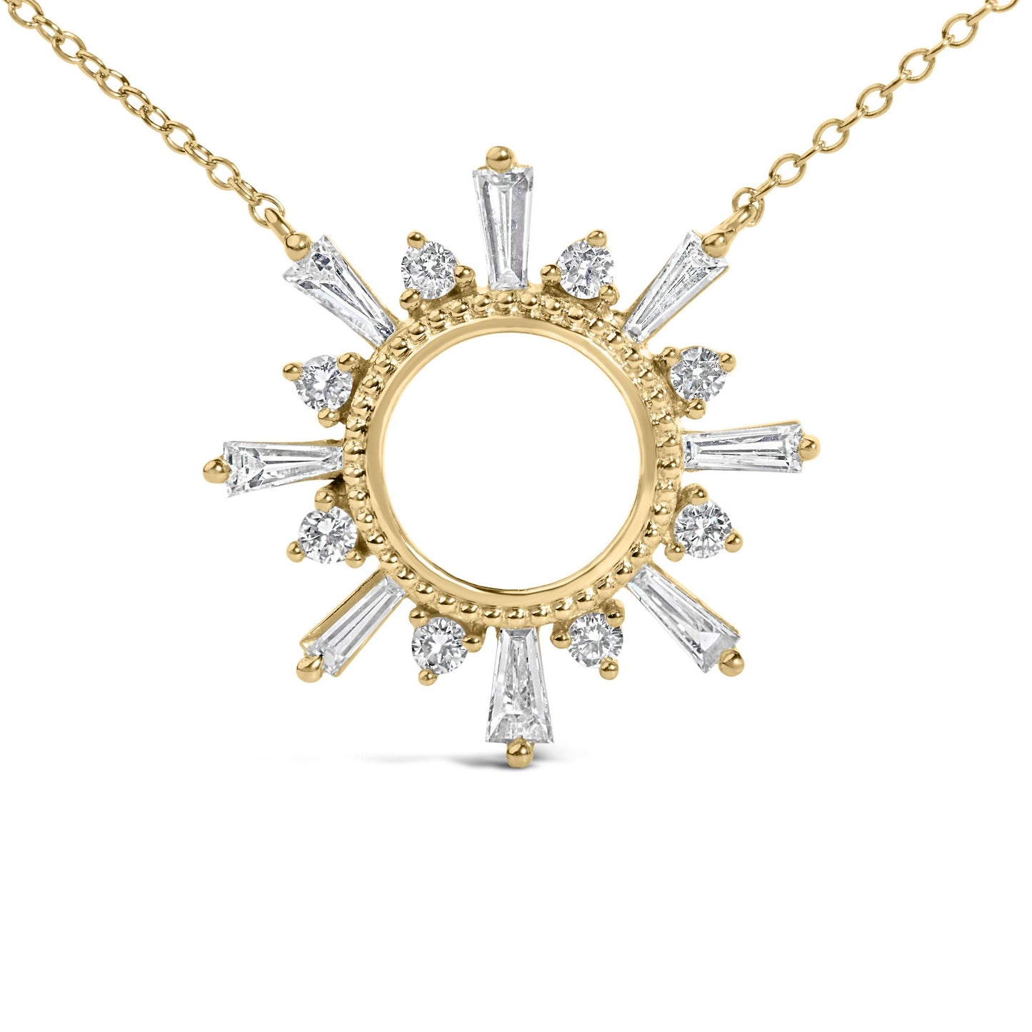 14K Yellow Gold Plated Sterling Silver 5/8 Cttw Diamond Open Starburst Pendant Necklace