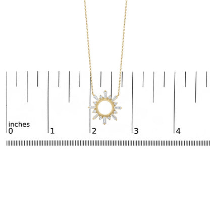 14K Yellow Gold Plated Sterling Silver 5/8 Cttw Diamond Open Starburst Pendant Necklace