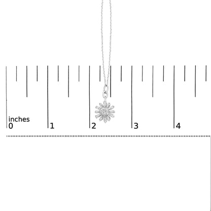 Sterling Silver 3/8 Cttw Diamond Starburst Medallion Pendant Necklace