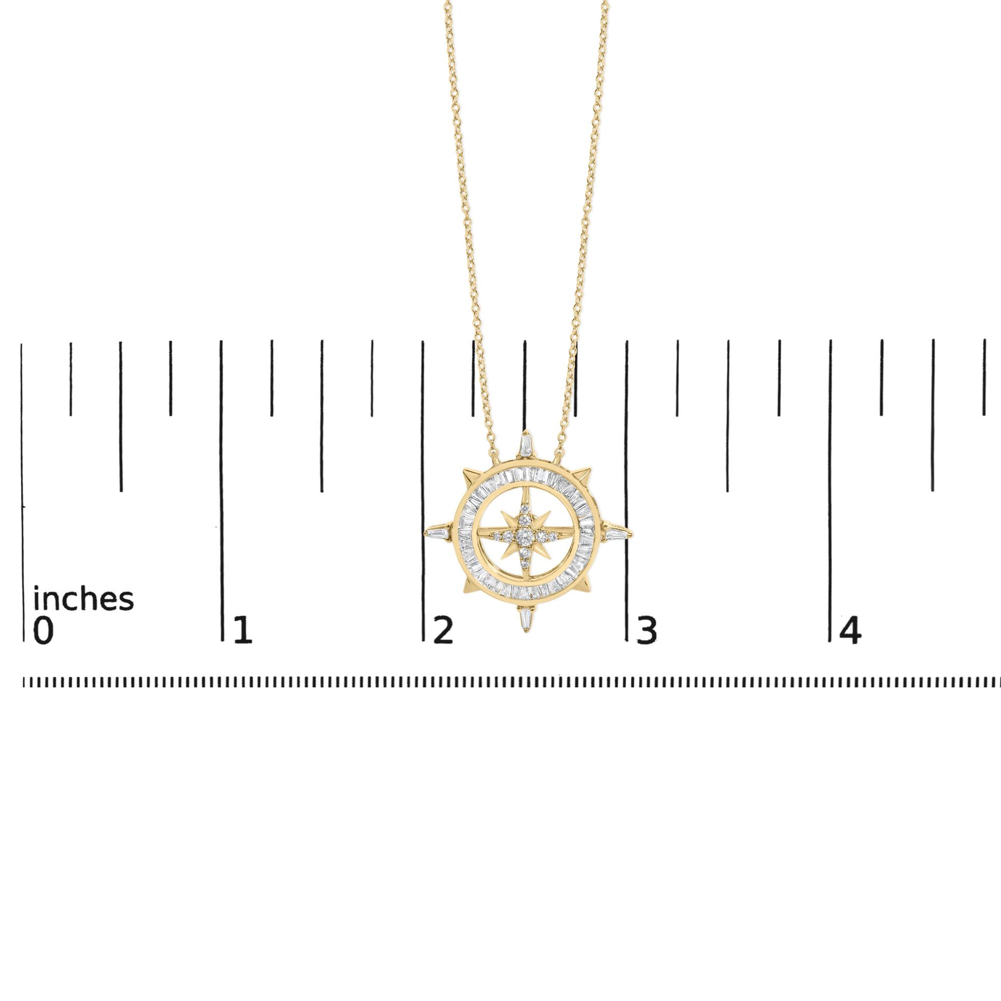 14K Yellow Gold Plated Sterling Silver 1.0 Cttw Diamond Compass Pendant Necklace