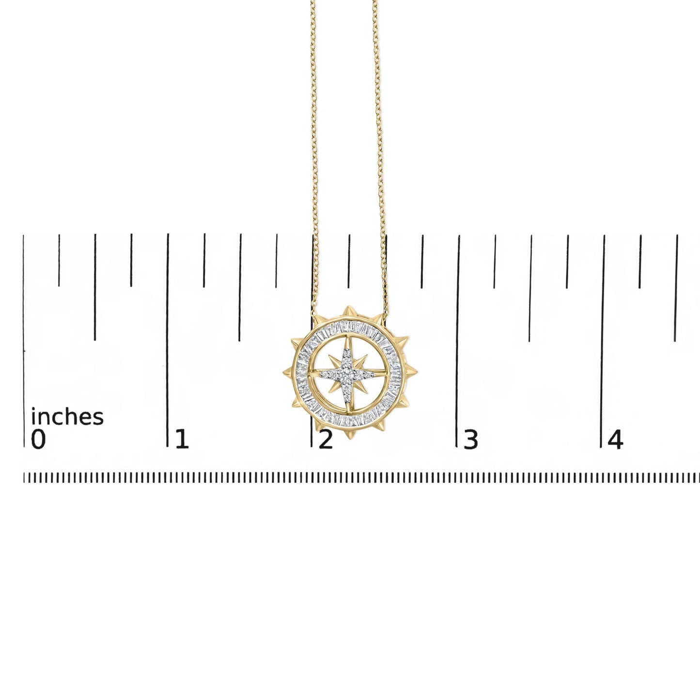 14KT Yellow Gold Plated Sterling Silver 1 Cttw Diamond Compass Medallion Pendant Necklace