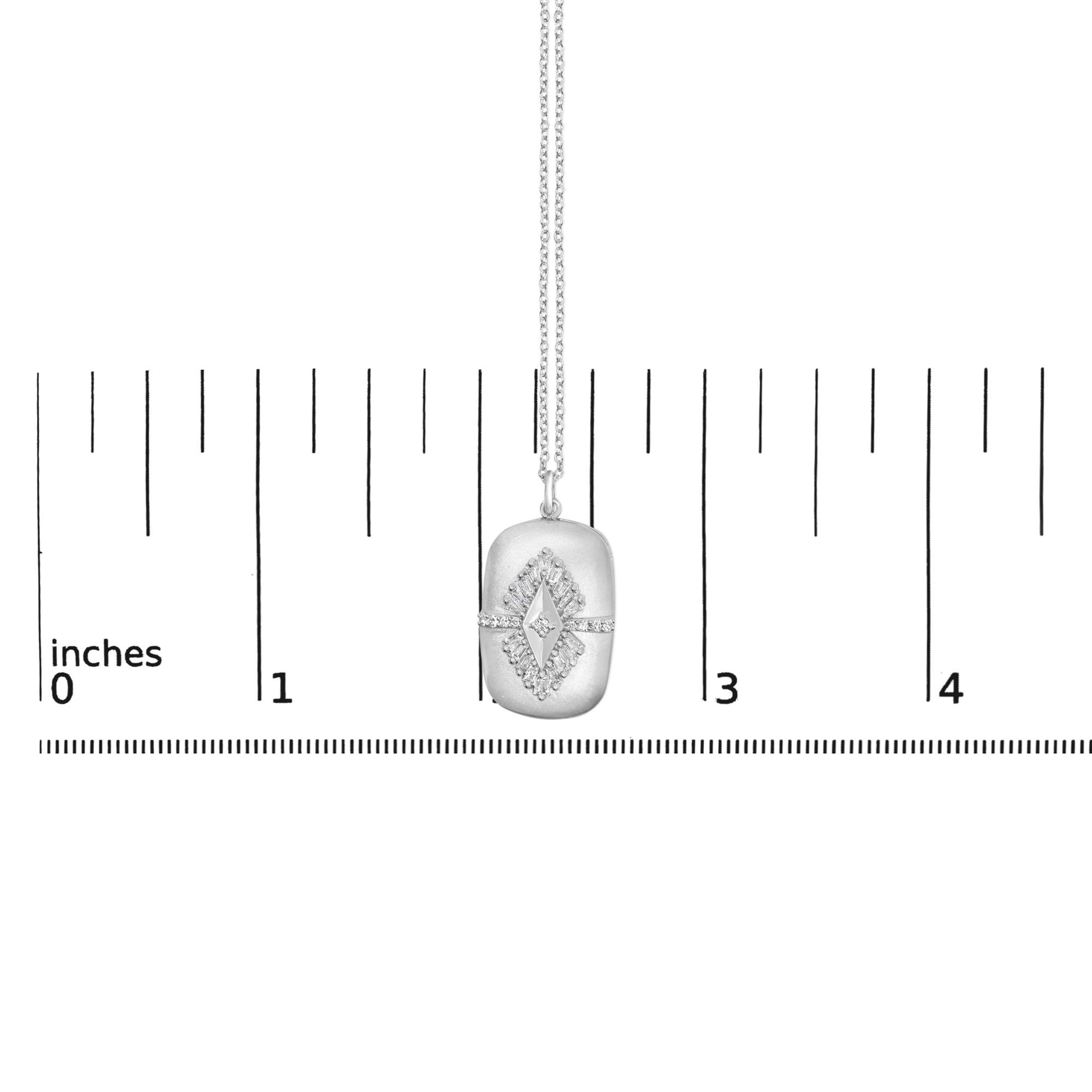 Sterling Silver 3/8 Cttw Diamond Puffed Medallion Design Pendant Necklace