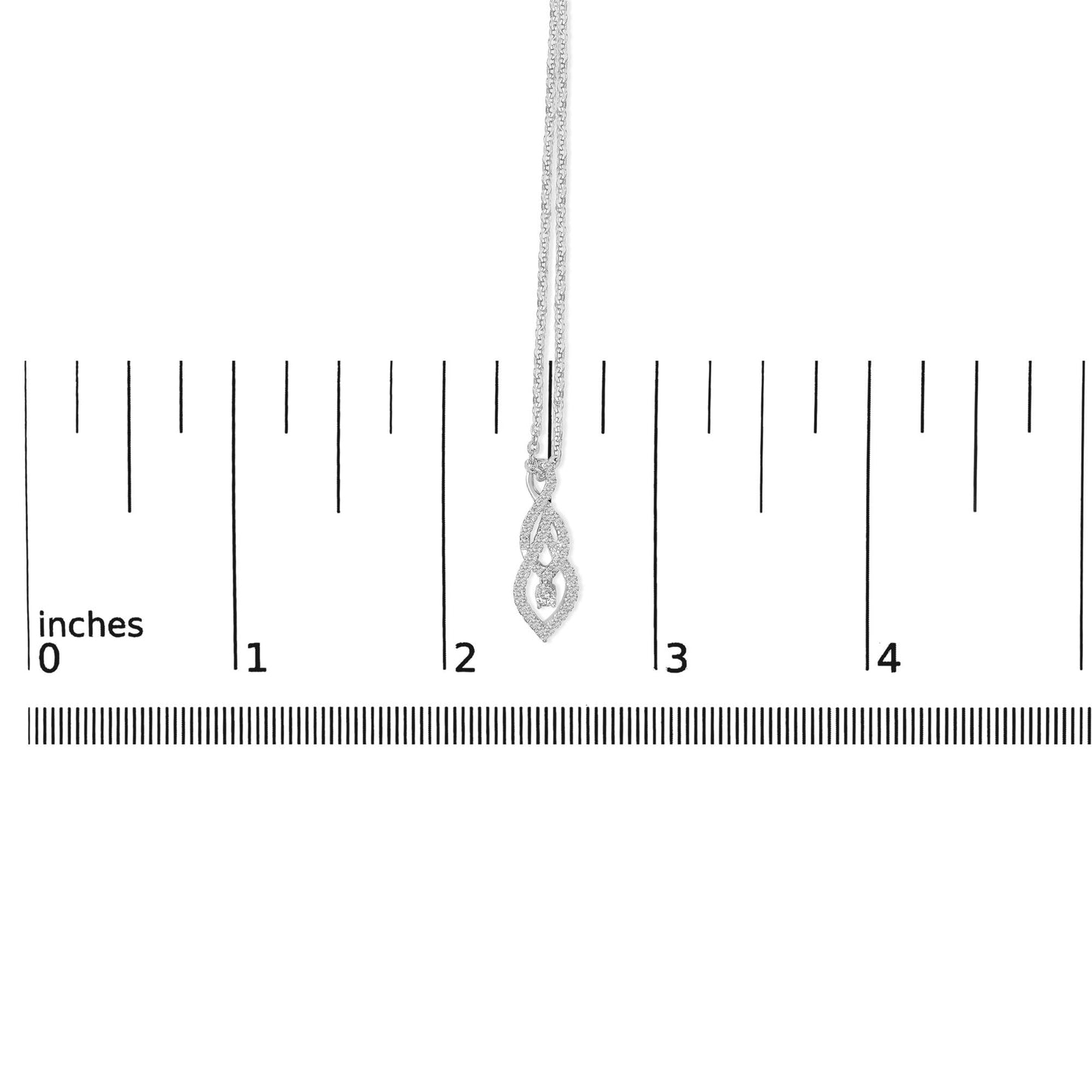 Sterling Silver 1/3 Cttw Diamond Swirl Teardrop Pendant Necklace