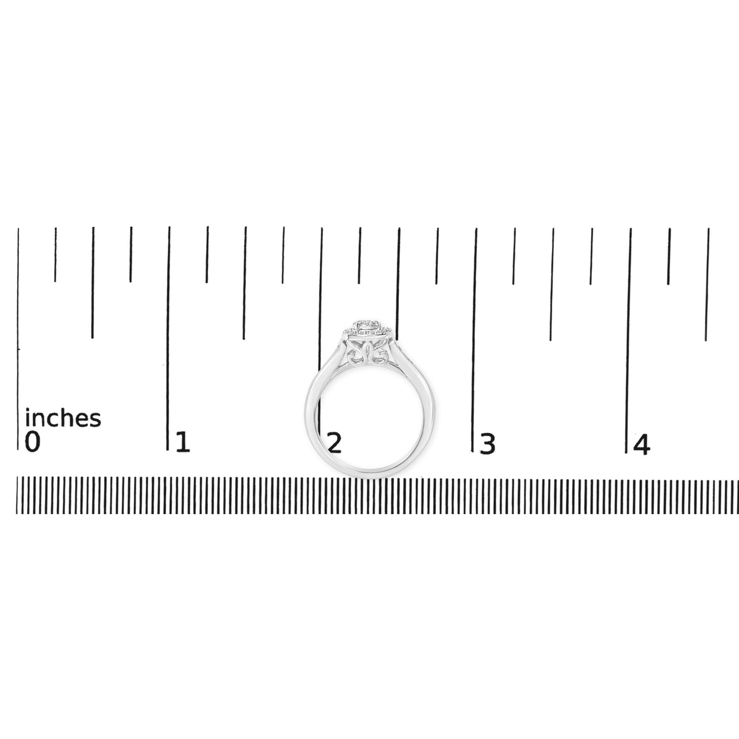 Sterling Silver Diamond Accent Round Cluster Halo Ring