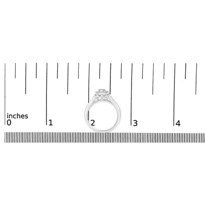 Sterling Silver Diamond Accent Round Cluster Halo Ring