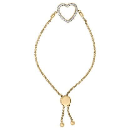 Gold Vermeil Diamond Accent Heart Lariat Bolo Bracelet