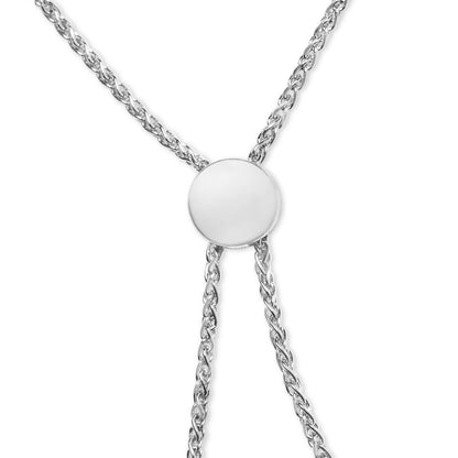 Sterling Silver Diamond Accent Pavé-Set Curved Bar Adjustable Bolo Bracelet