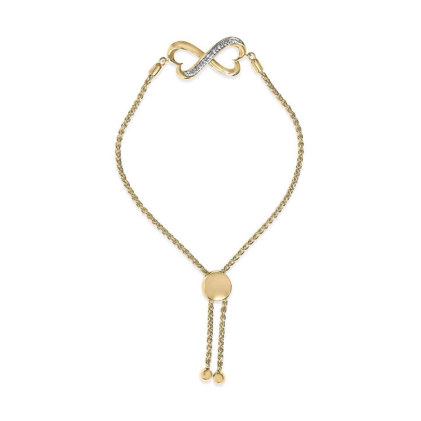 Gold Vermeil Diamond Accent Heart Infinity Bolo Bracelet