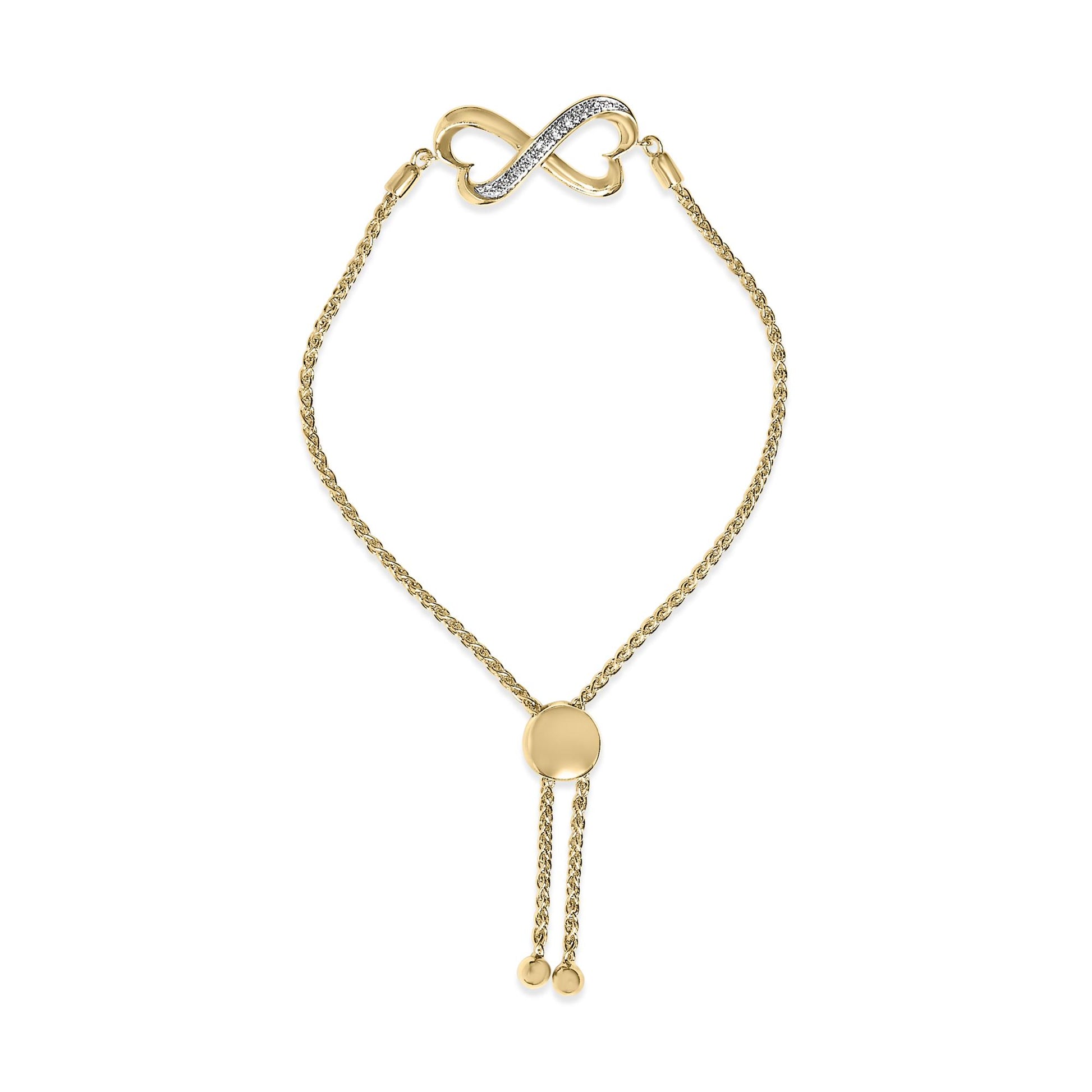 Gold Vermeil Diamond Accent Heart Infinity Bolo Bracelet