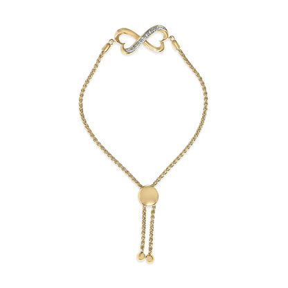 Gold Vermeil Diamond Accent Heart Infinity Bolo Bracelet