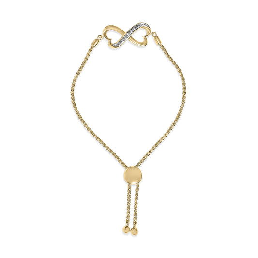 Gold Vermeil Diamond Accent Heart Infinity Bolo Bracelet