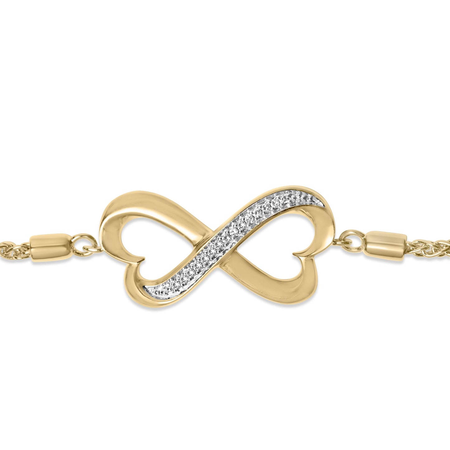 Gold Vermeil Diamond Accent Heart Infinity Bolo Bracelet