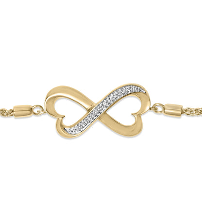 Gold Vermeil Diamond Accent Heart Infinity Bolo Bracelet