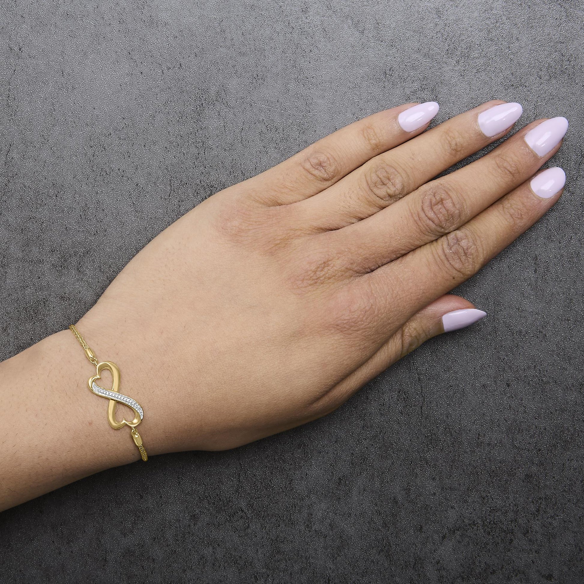 Gold Vermeil Diamond Accent Heart Infinity Bolo Bracelet