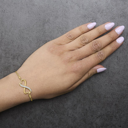 Gold Vermeil Diamond Accent Heart Infinity Bolo Bracelet