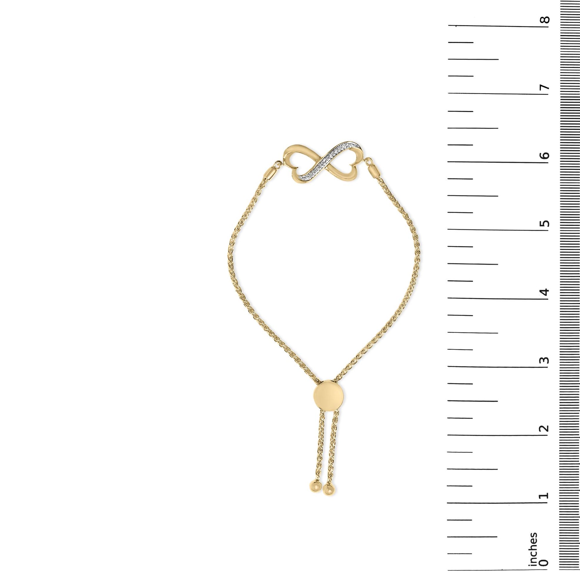Gold Vermeil Diamond Accent Heart Infinity Bolo Bracelet