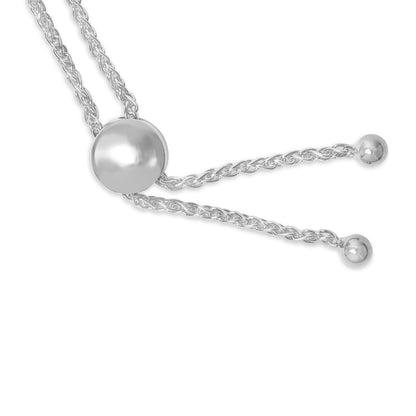 Sterling Silver Diamond Accent Pavé Open Circle Adjustable Bolo Bracelet