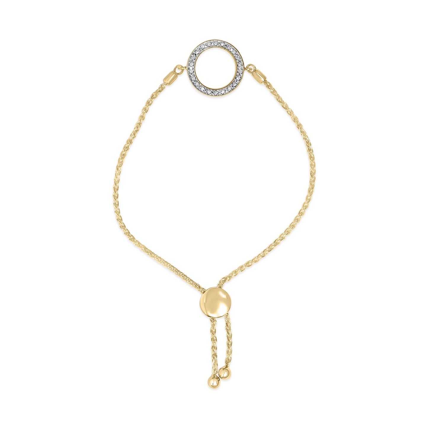 Gold Vermeil Diamond Accent Circle Lariat Bolo Bracelet