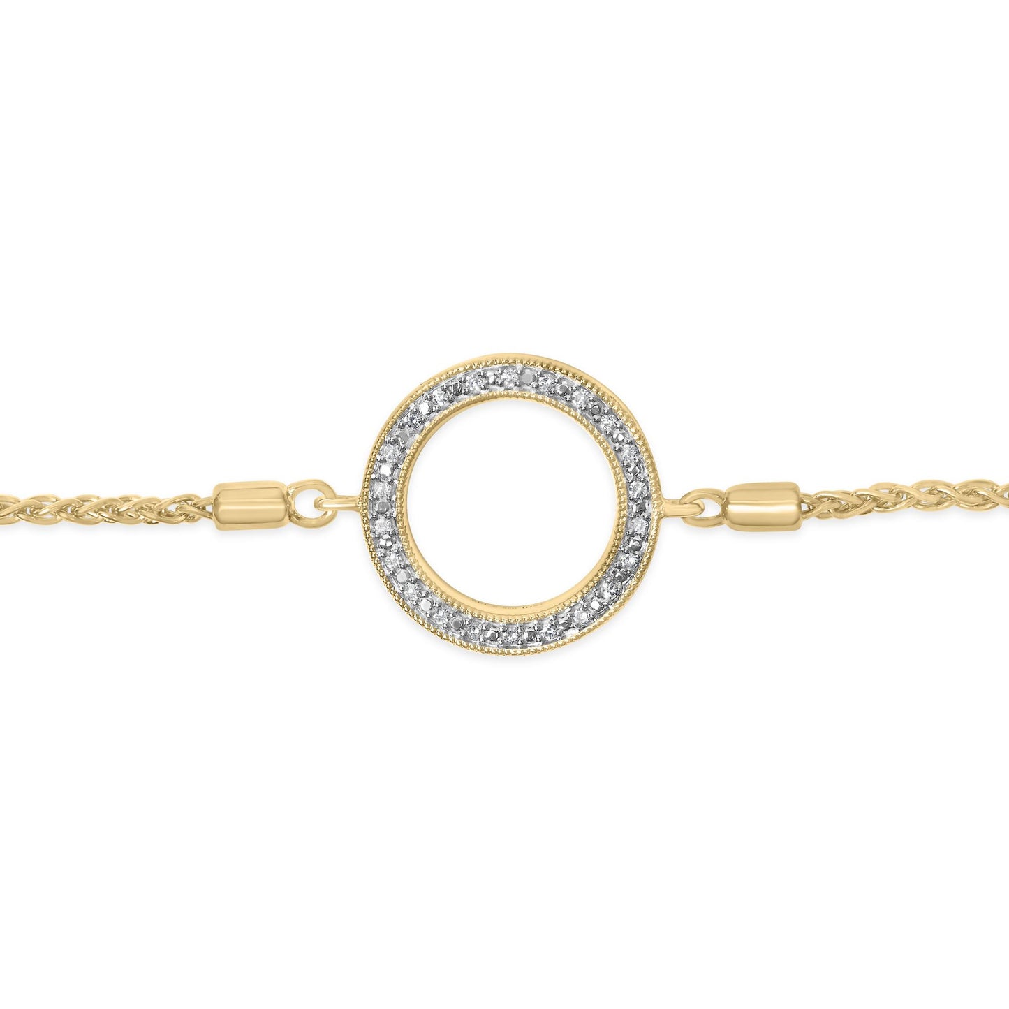 Gold Vermeil Diamond Accent Circle Lariat Bolo Bracelet