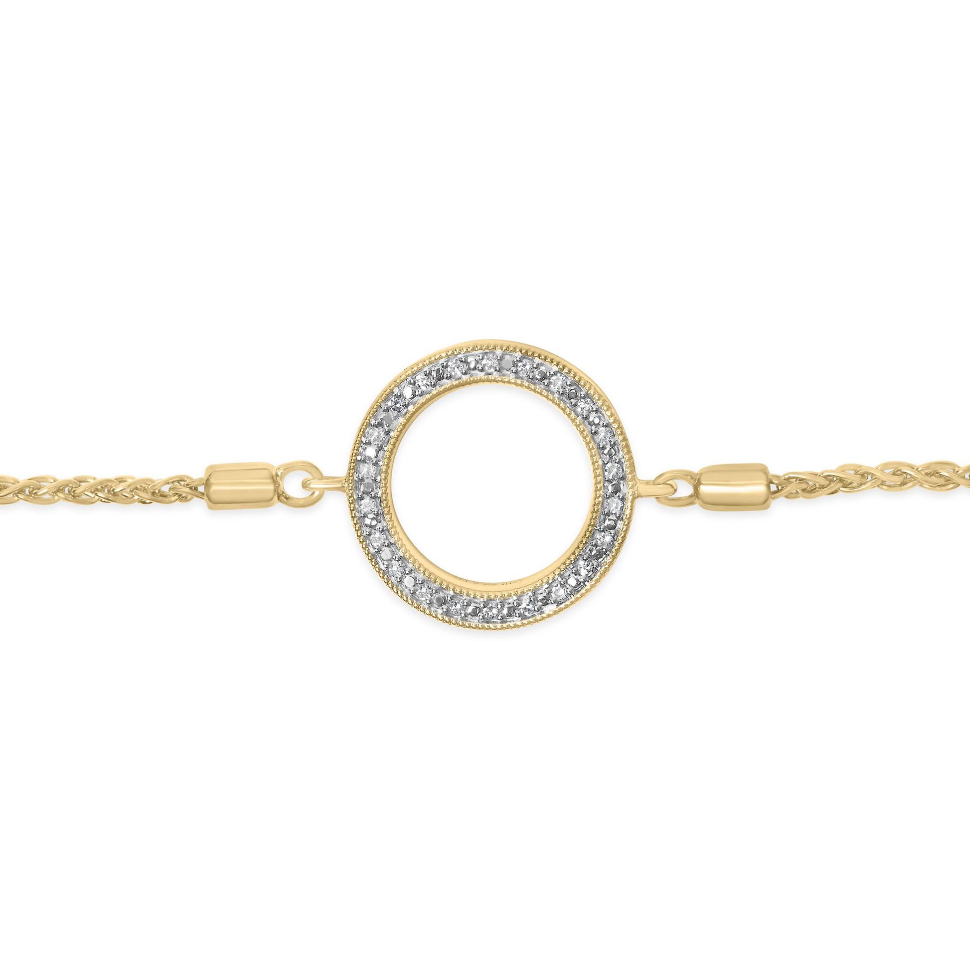 Gold Vermeil Diamond Accent Circle Lariat Bolo Bracelet