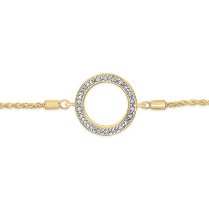Gold Vermeil Diamond Accent Circle Lariat Bolo Bracelet