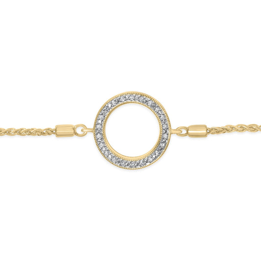 Gold Vermeil Diamond Accent Circle Lariat Bolo Bracelet