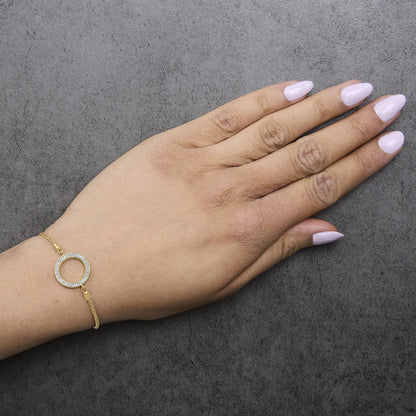 Gold Vermeil Diamond Accent Circle Lariat Bolo Bracelet