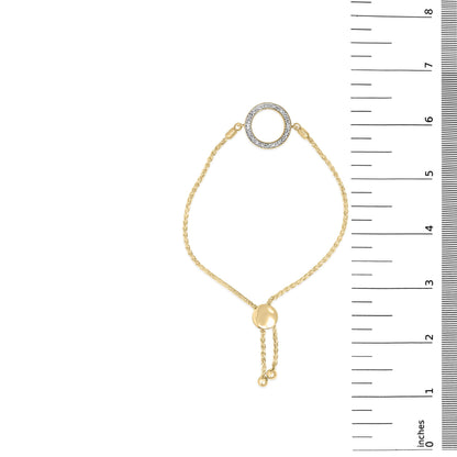 Gold Vermeil Diamond Accent Circle Lariat Bolo Bracelet